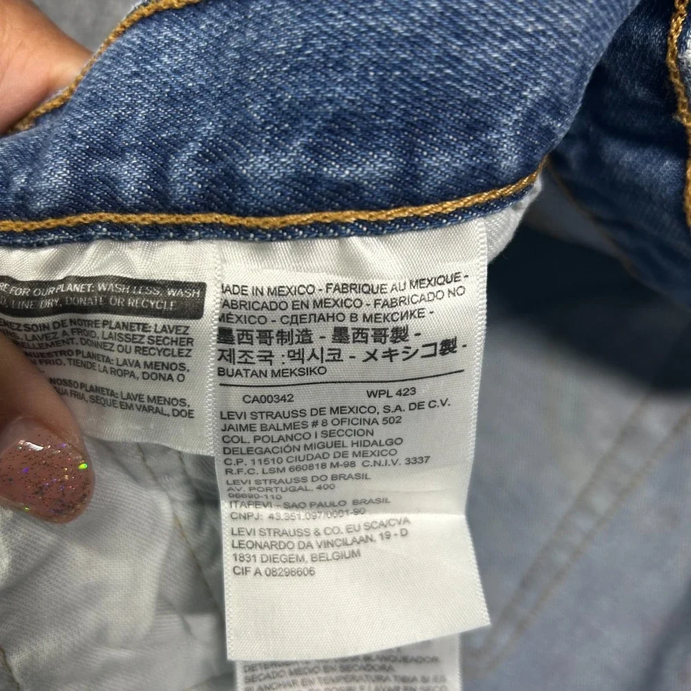 Levi's 501 Jeans Men's‎ Blue Denim Destroyed Ripped Straight Button Fly - 35X33